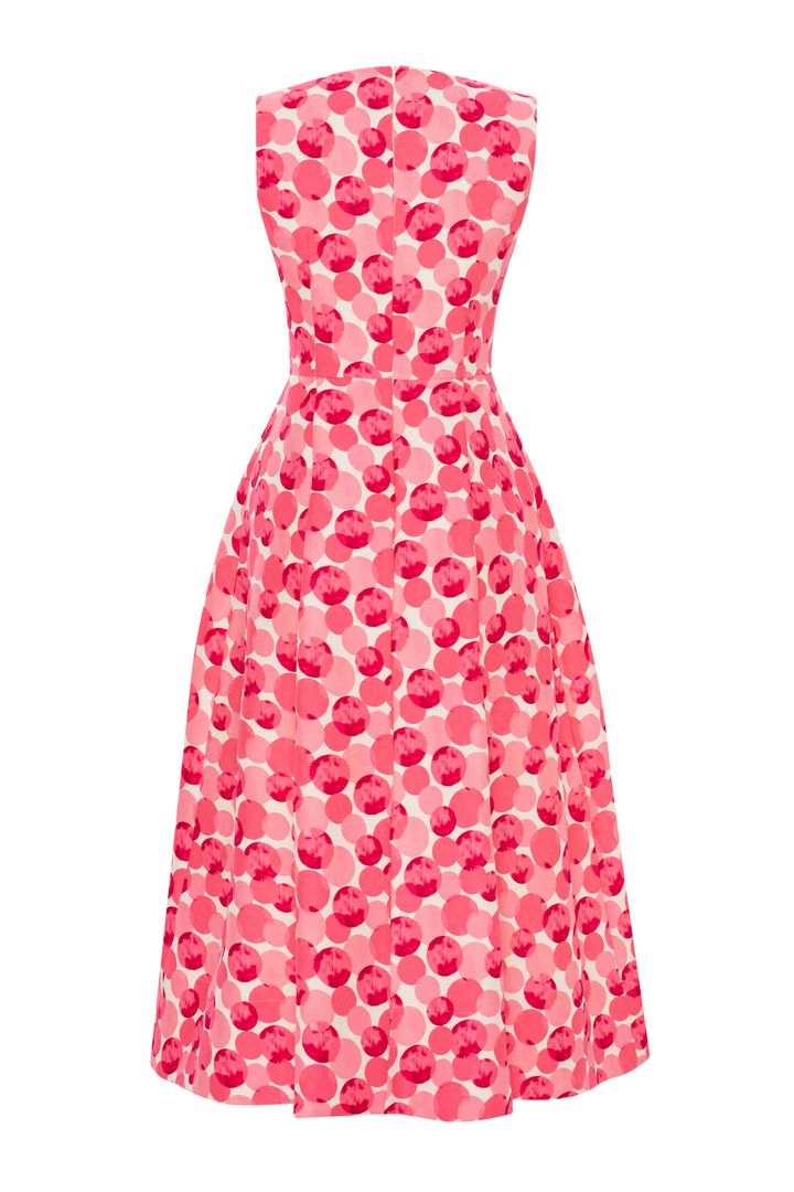 Pembe Soyut Desenli Elbise