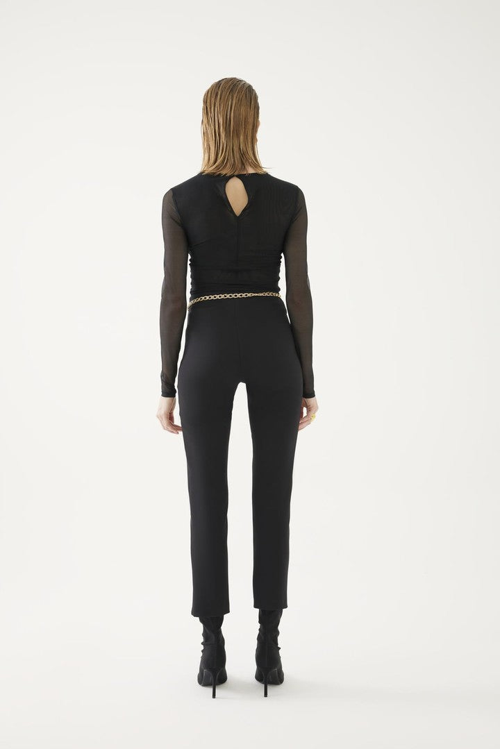 Tül Detaylı Örme Bluz