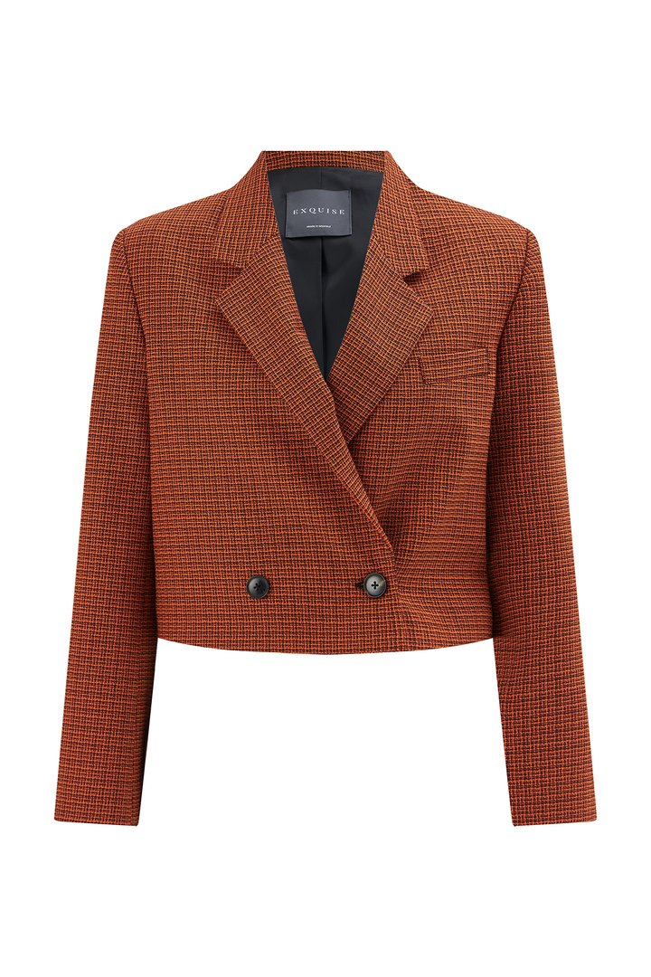 Desenli Kısa Regular Ceket