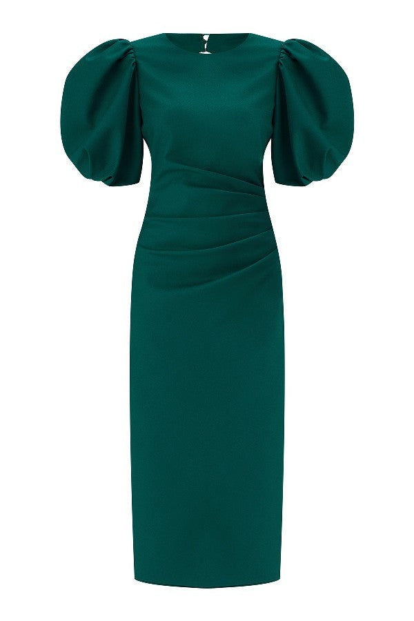 Yarım Balon Kollu Drapeli Elbise