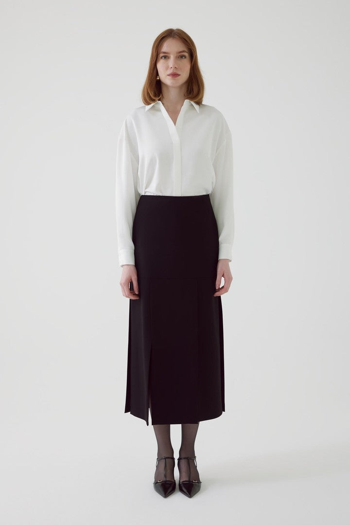 Yırtmaçlı Regular Siyah Etek