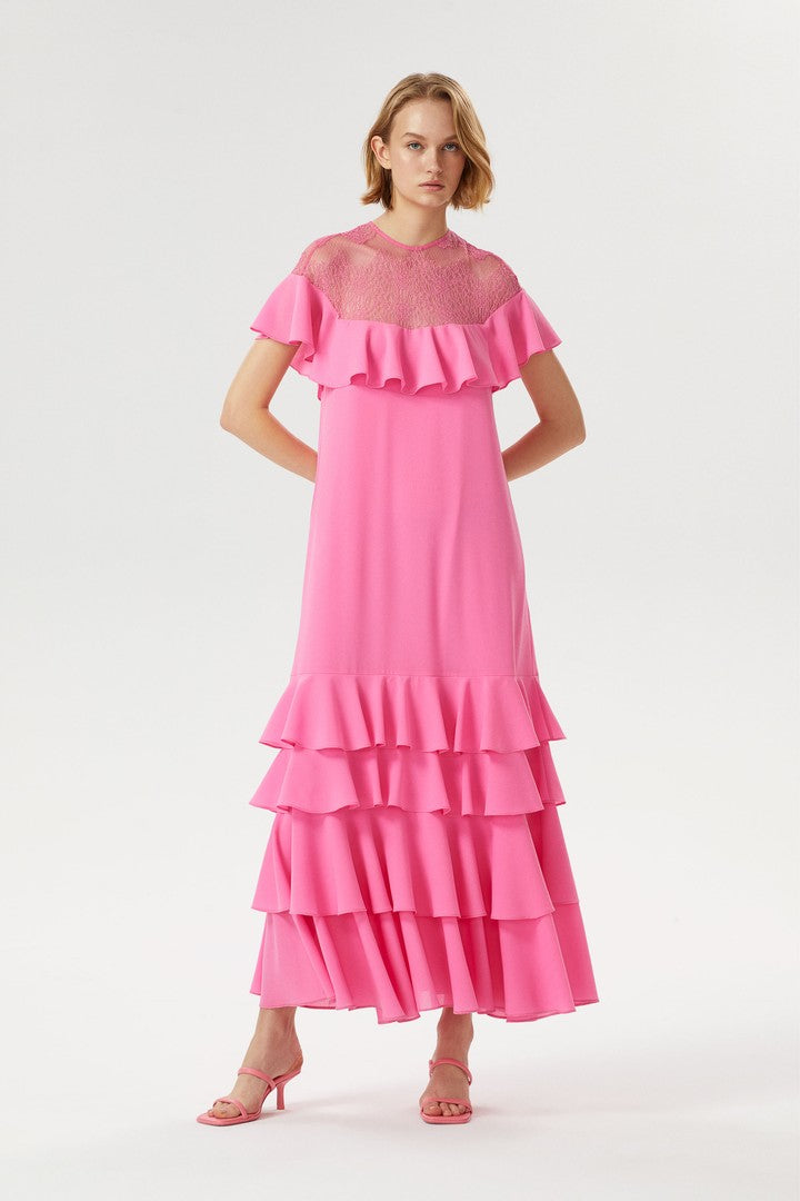 Desenli Bisiklet Yaka Elbise