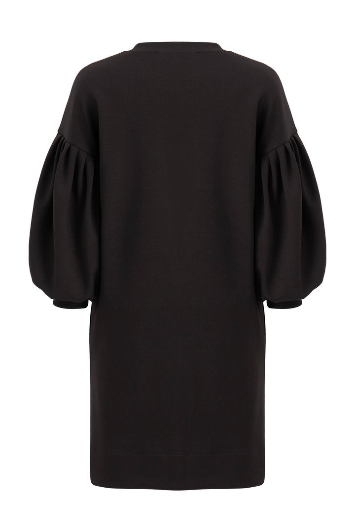 V Yakalı İşleme Detaylı Örme Elbise