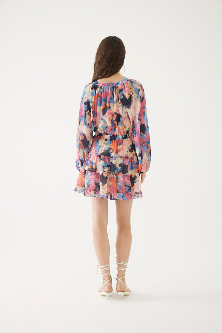 Soyut Desenli Mini Elbise