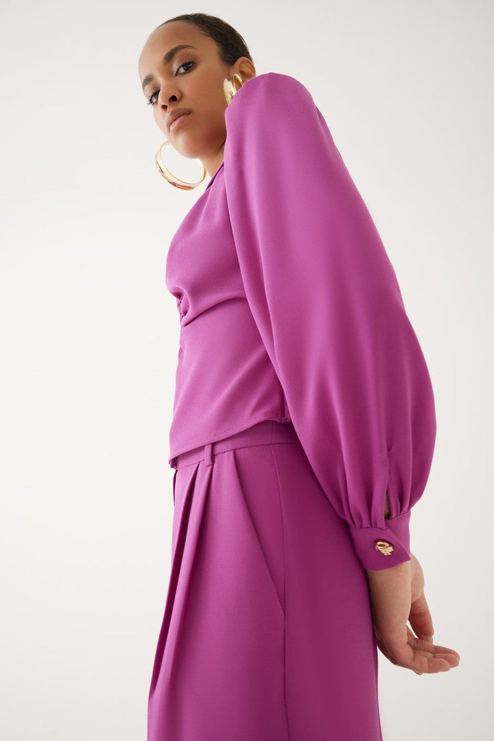 Büzgülü V Yaka Bluz