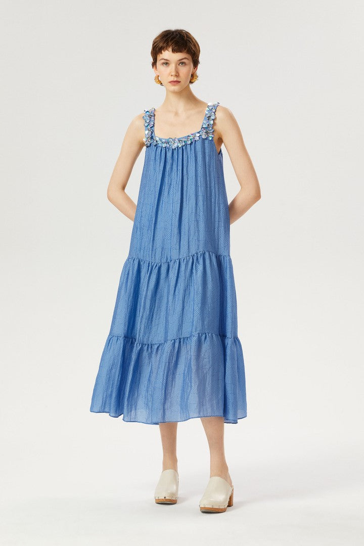 Kare Yaka Maxi Elbise