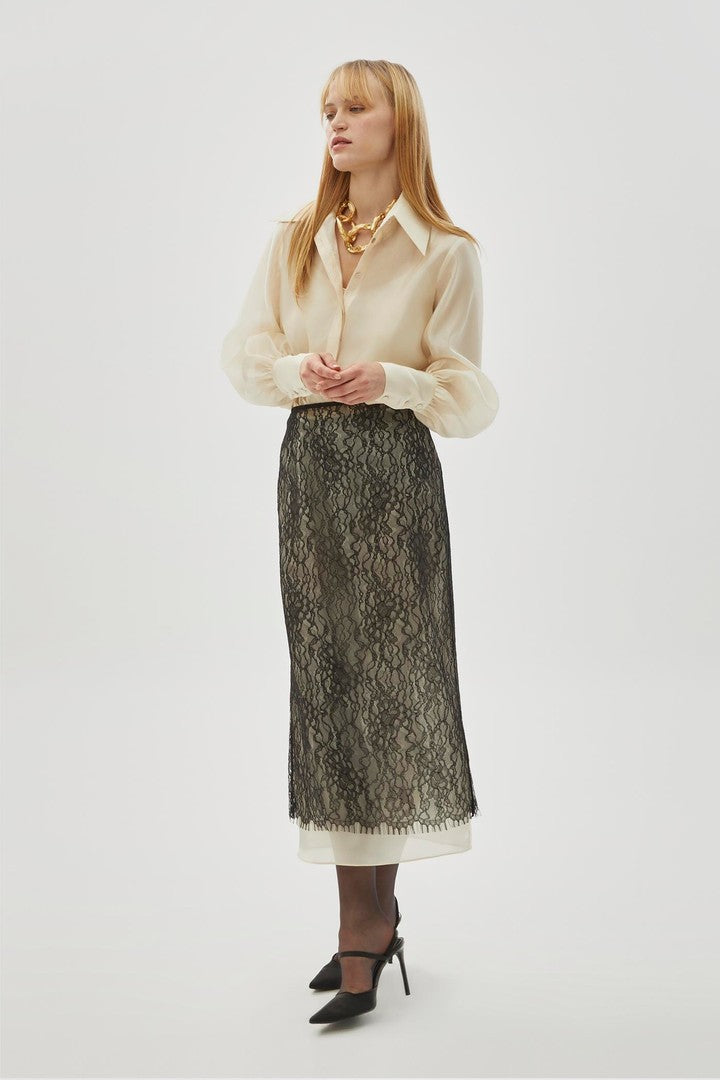 Tül Dantel Regular Midi Etek
