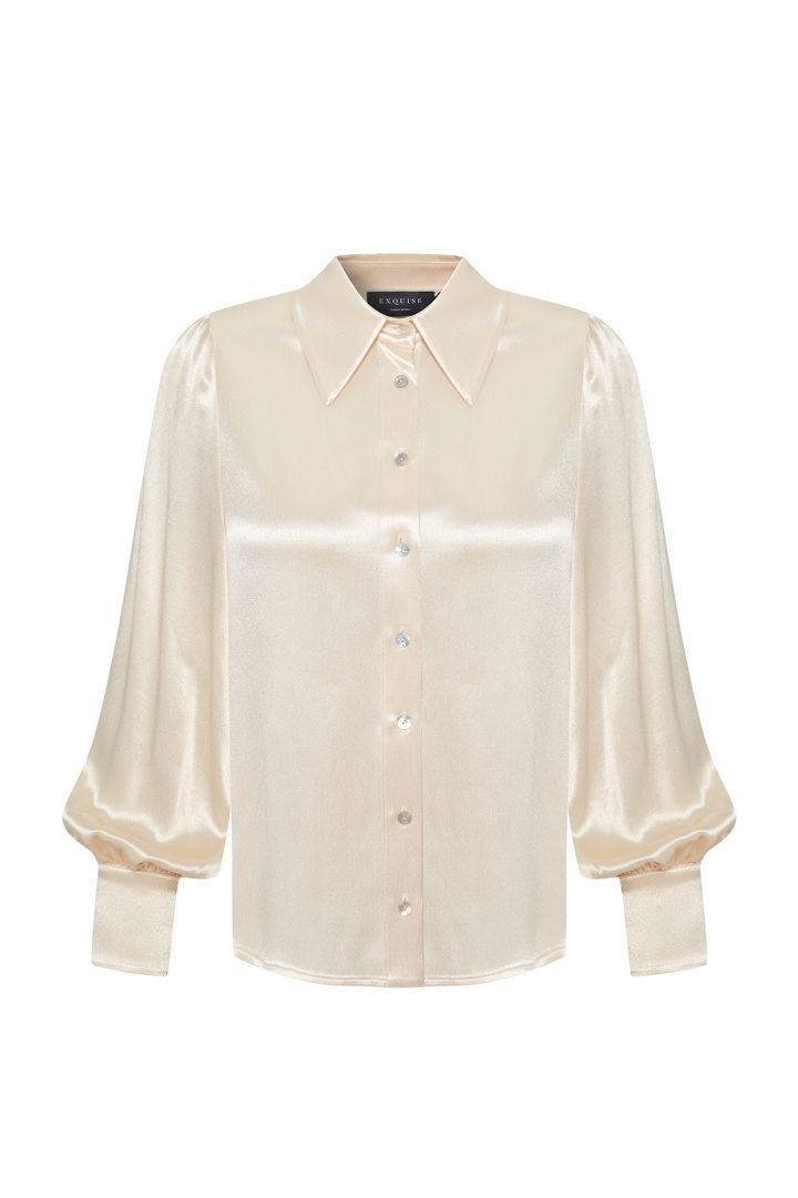 Uzun Kol Parlak Dokulu Regular Fit Saten Gömlek