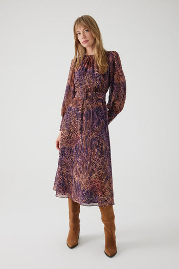 Etnik Desenli Regular Midi elbise