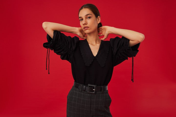 Bebe Yaka Balon Kol Sweatshırt