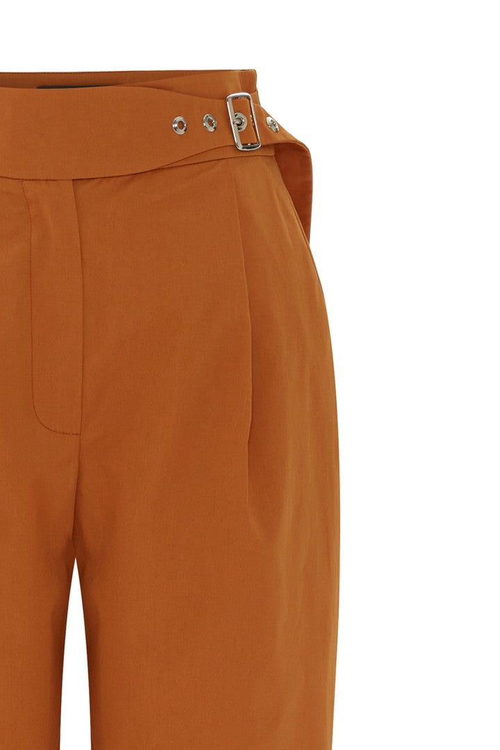 Bel Detaylı Düz Kesim Pamuklu Regular Pantolon