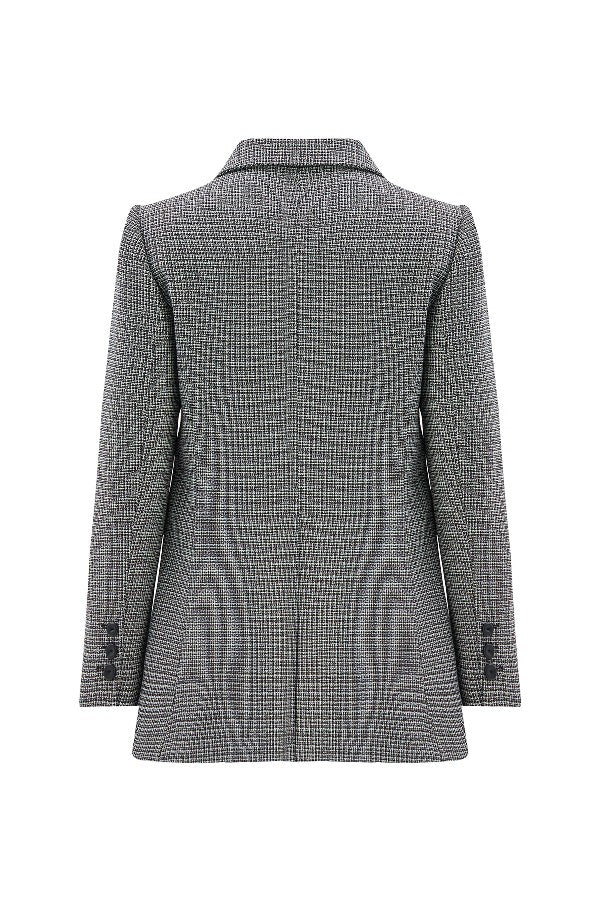 Yaka İşlemeli Ekoseli Ceket