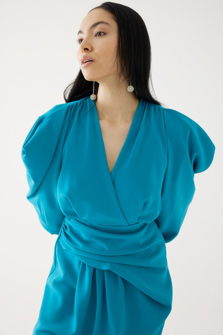 Kruvaze Yaka Mini Elbise