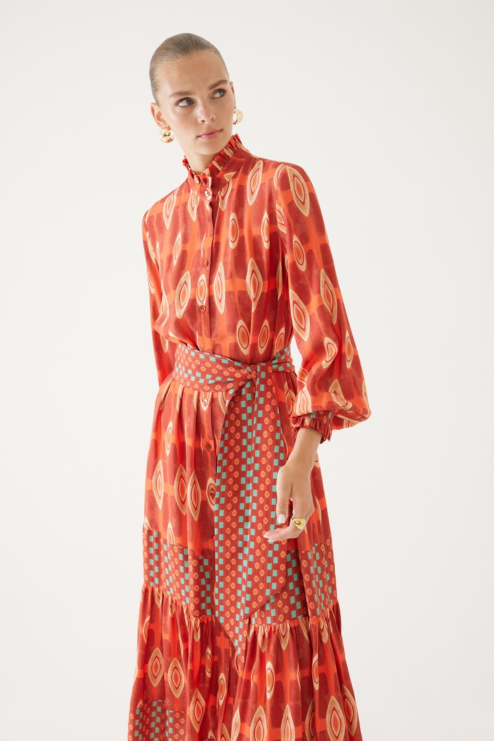 Geometrik Desenli Elbise