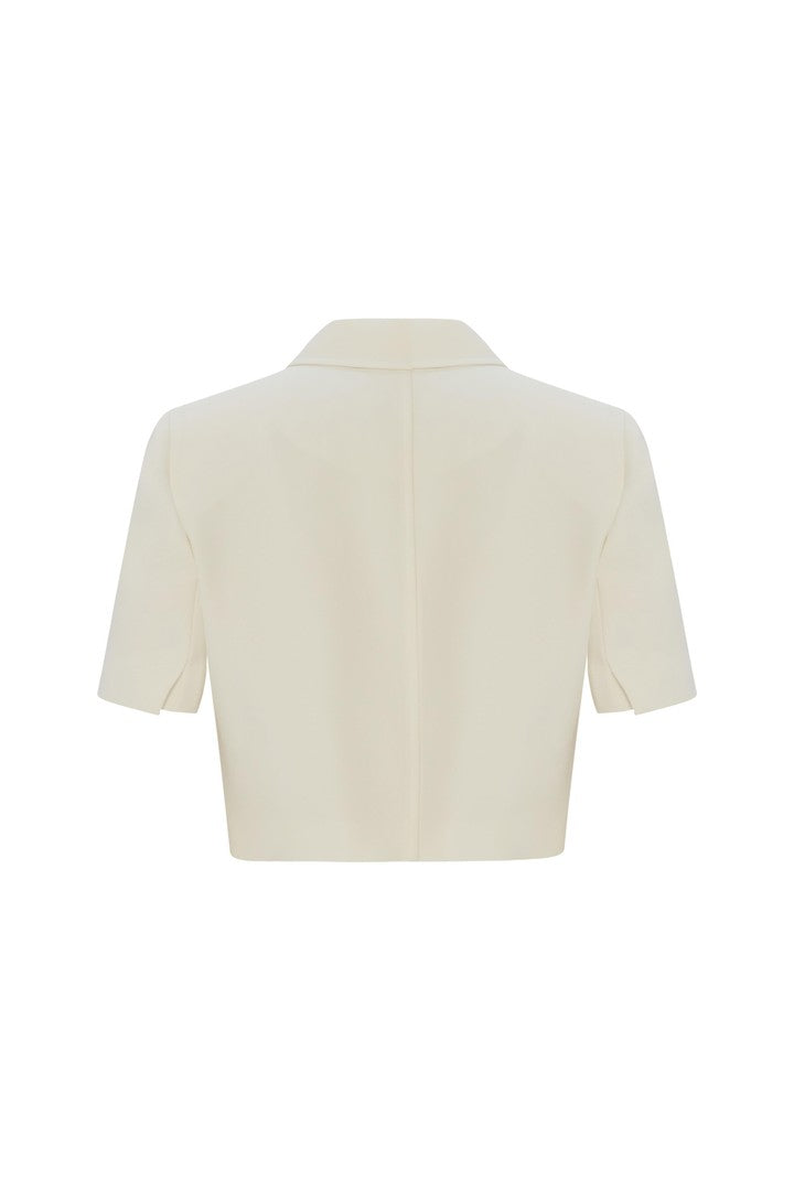 Tek Düğmeli Kısa Kol Crop Ceket