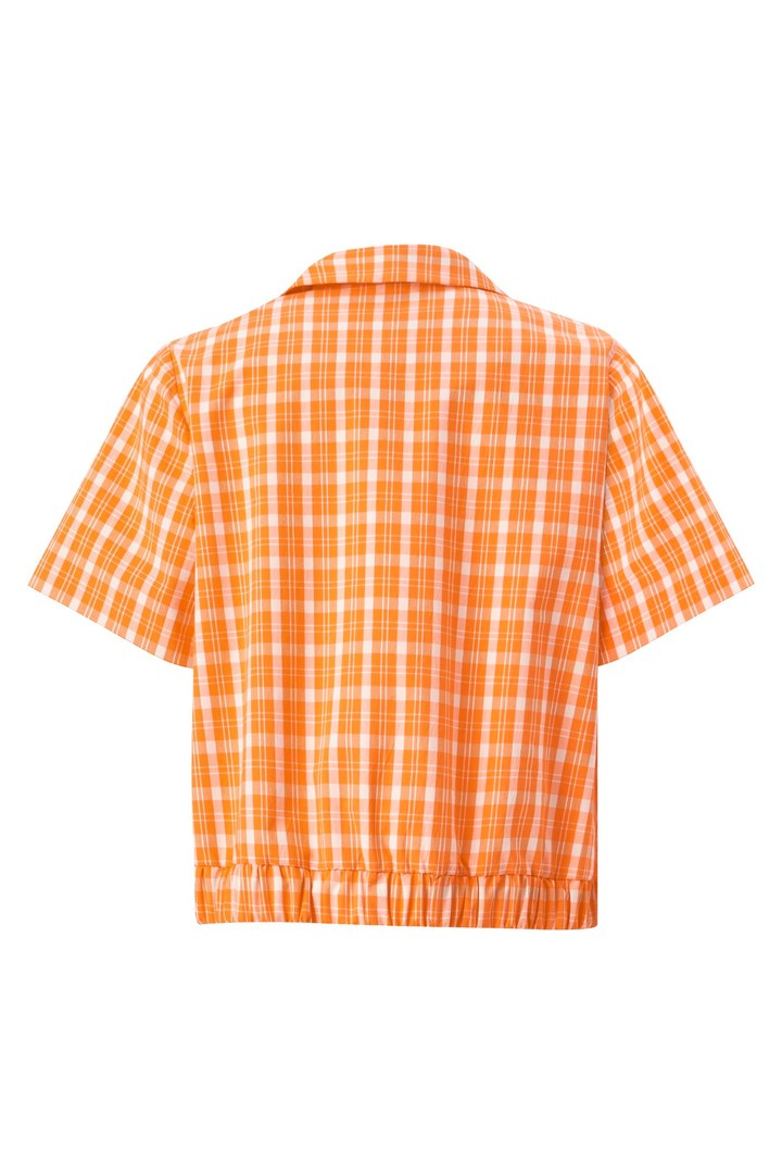 İşleme Detaylı Arkası lastikli Kısa Kol Pamuk Gömlek