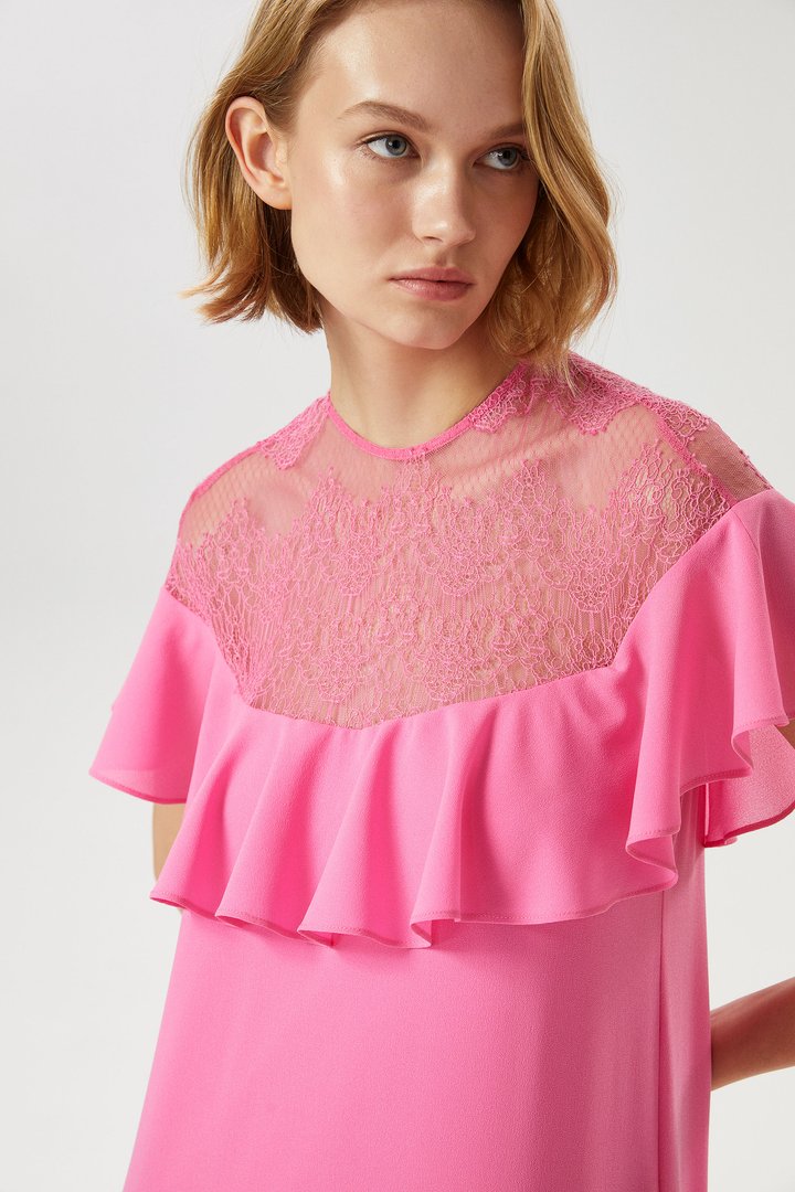 Desenli Bisiklet Yaka Elbise