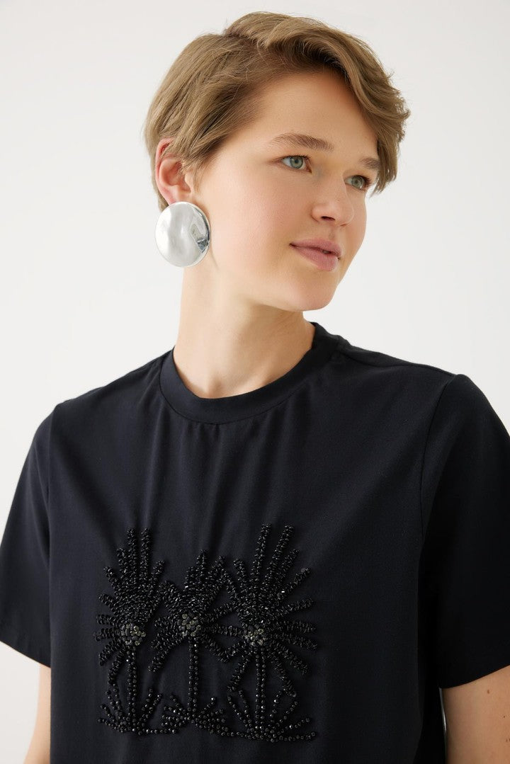 Taş İşlemeli Örme Bluz