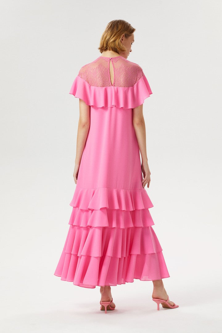 Desenli Bisiklet Yaka Elbise