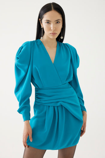 Kruvaze Yaka Mini Elbise