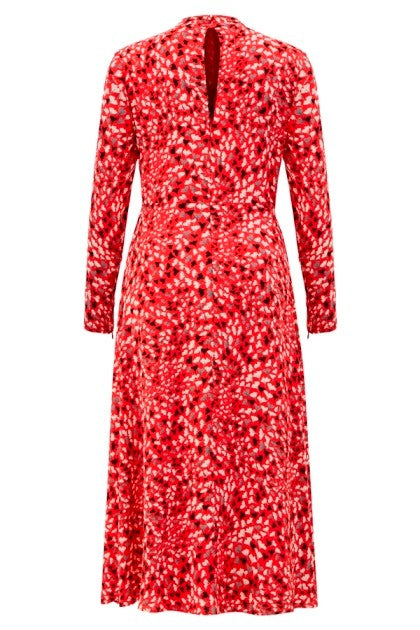 Yakası İşleme Detaylı Midi Elbise