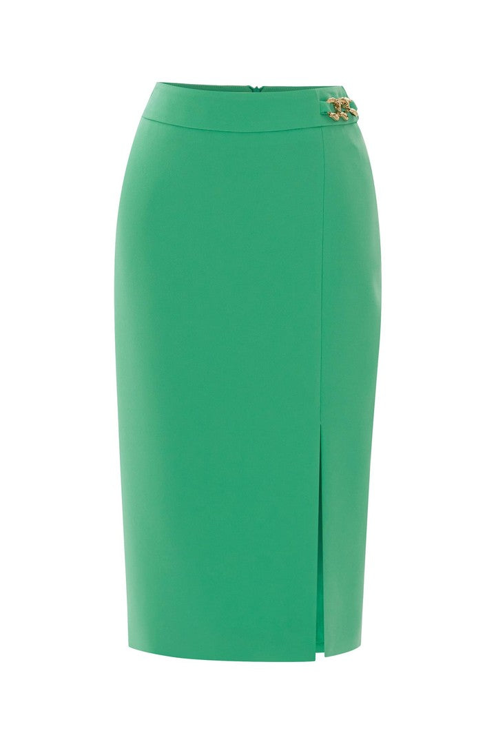 Yırtmaçlı ve Beli Zincir Detaylı Etek