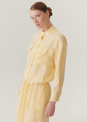 Hakim Yaka Çift Cepli Ayarlanabilir Bağcıklı Rahat Kalıp Lyocell Ceket