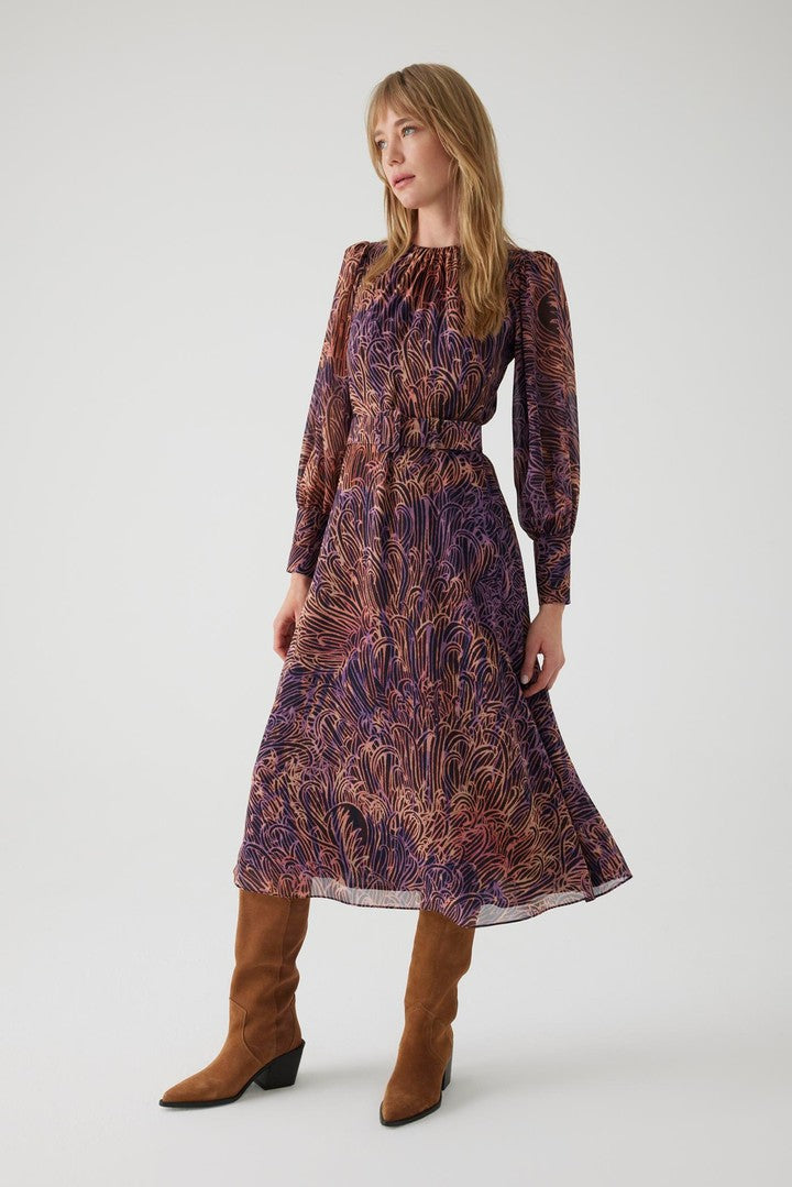 Etnik Desenli Regular Midi elbise