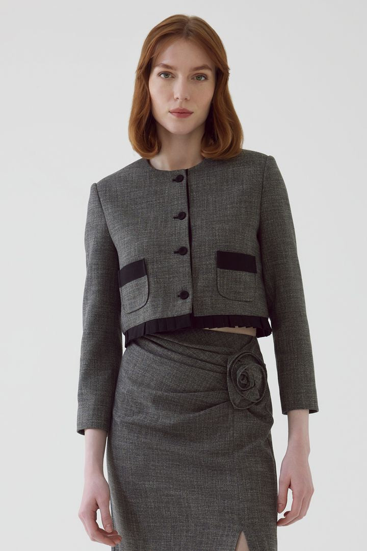 Cepli Regular Antrasit Crop/Kısa Ceket