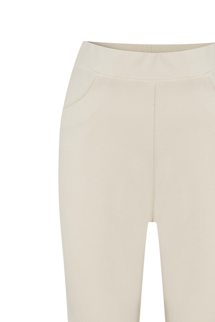 Bej Yüksek Bel İspanyol Paça Örme Pantolon