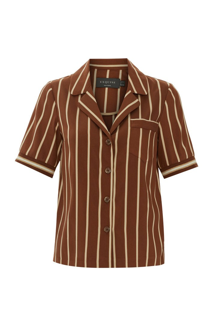 Çizgili Kısa Kollu Gömlek Modeli