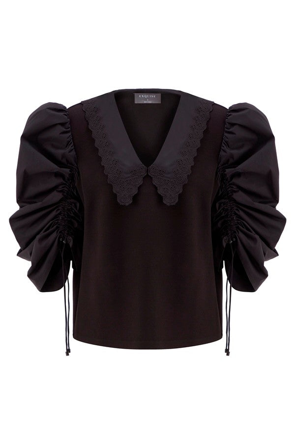 Bebe Yaka Balon Kol Sweatshırt