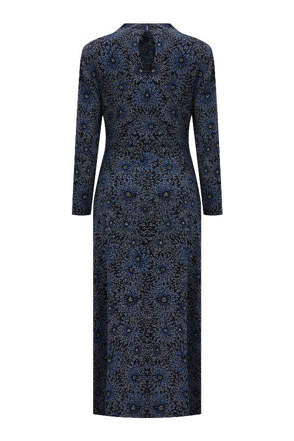 Yırtmaçlı Çiçekli Viskoz Elbise