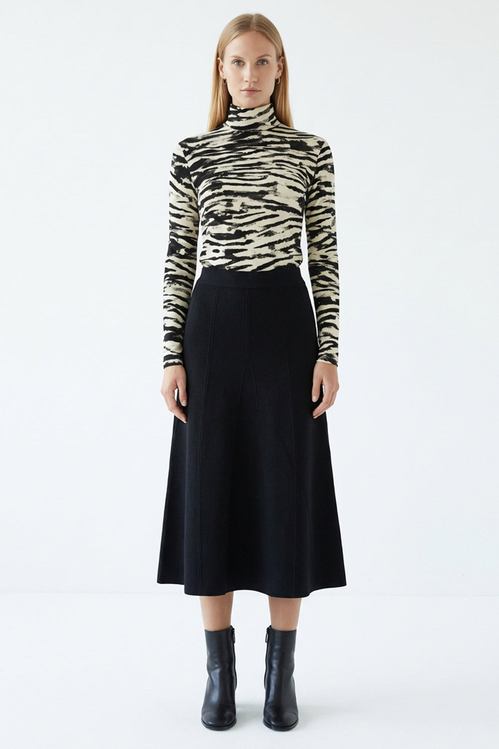 Yüksek Bel Midi Triko Regular Etek