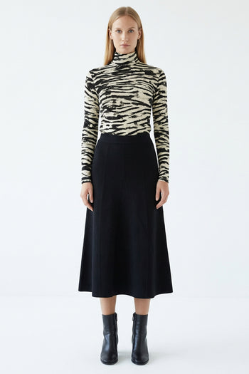 Yüksek Bel Midi Triko Regular Etek