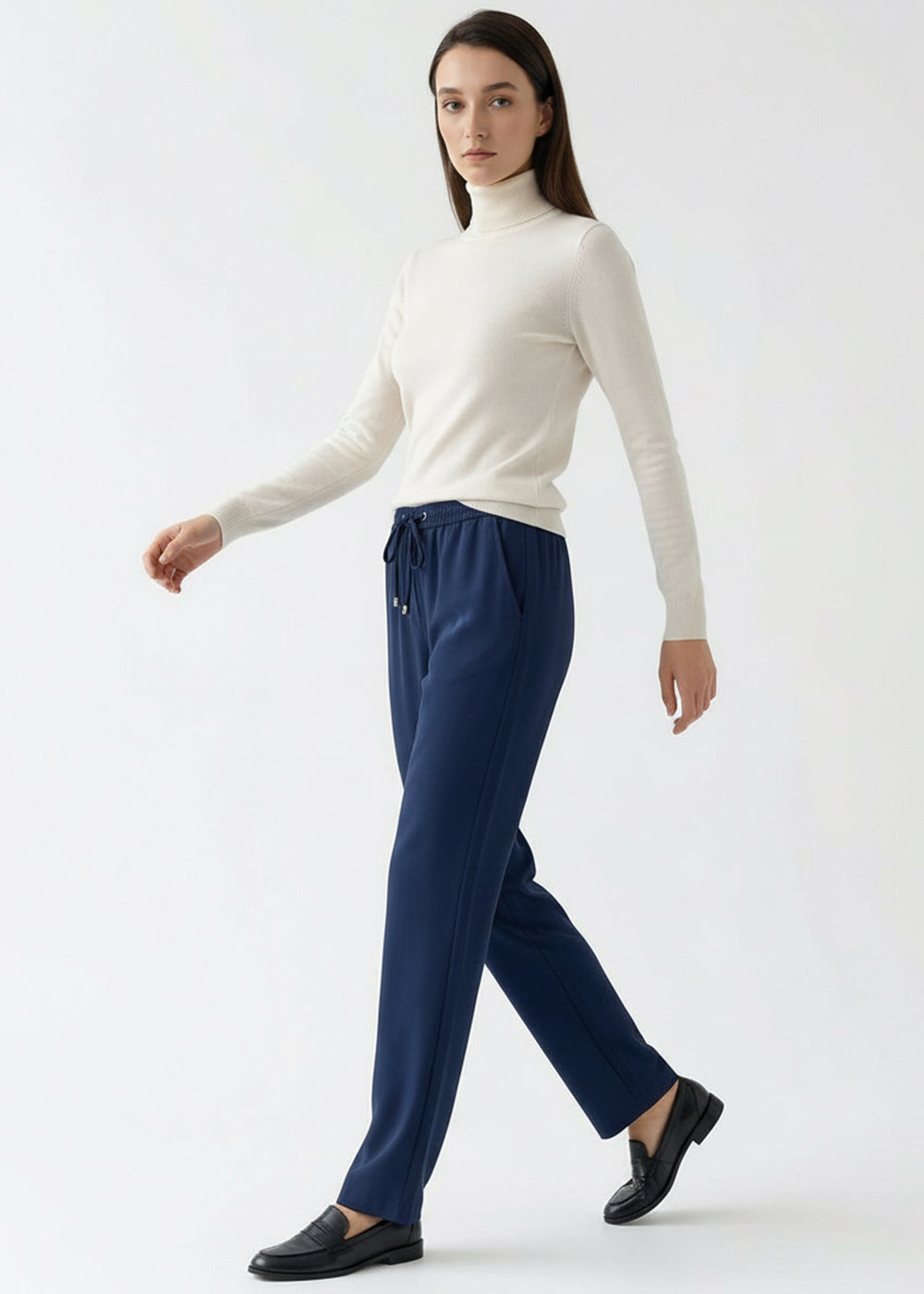 Lastikli Bel Bağcıklı Regular Pantolon