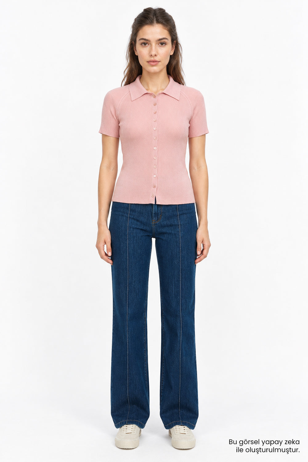 Reglan Kol Yakalı Slim Fit Pembe Triko Hırka