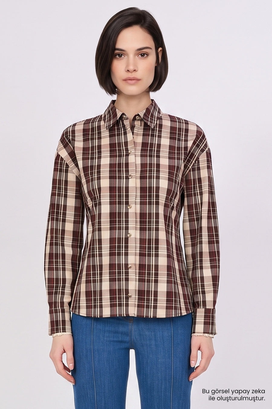Arka Pilili Uzun Kollu Slim Fit Çıt Çıtlı Çok Renkli Gömlek