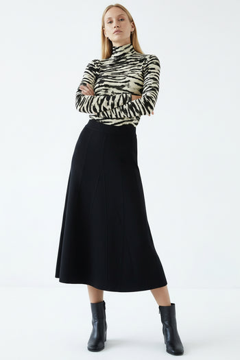 Yüksek Bel Midi Triko Regular Etek