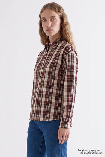 Arka Pilili Uzun Kollu Slim Fit Çıt Çıtlı Çok Renkli Gömlek