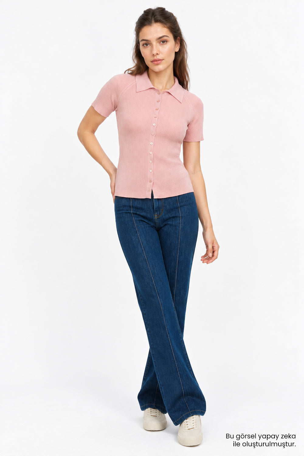 Reglan Kol Yakalı Slim Fit Pembe Triko Hırka
