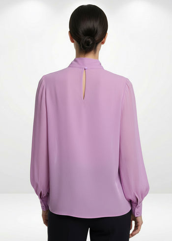 Desenli Fular Yaka Uzun Kollu Regular Bluz