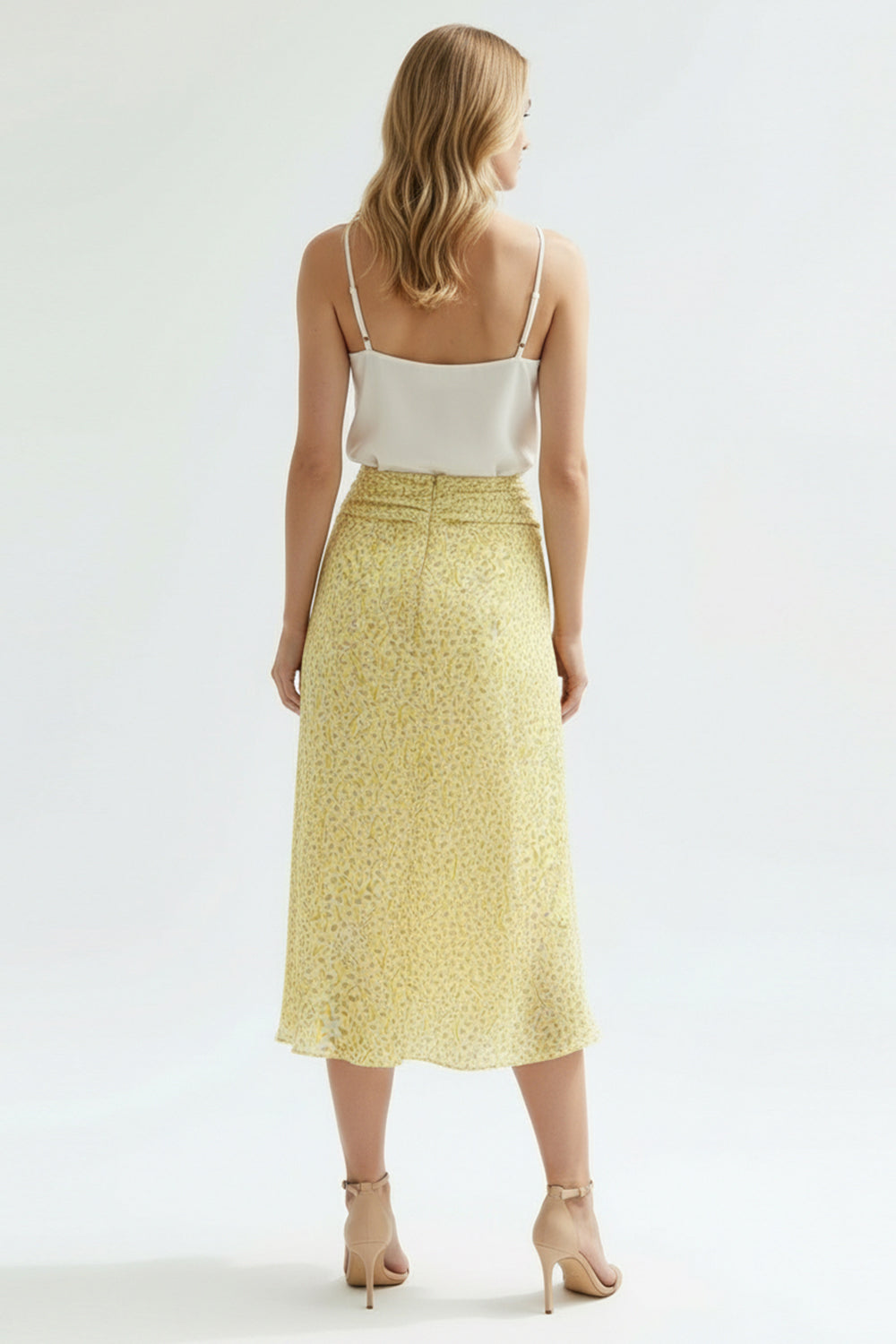 Yırtmaçlı Fırfırlı Fermuarlı Astarlı Regular Midi Çok Renkli Etek