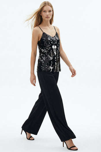 Askılı Siyah Payet Bluz