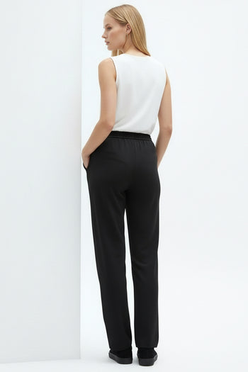 Lastikli Bel Bağcıklı Regular Pantolon