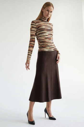 Yüksek Bel Midi Triko Regular Etek