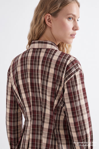 Arka Pilili Uzun Kollu Slim Fit Çıt Çıtlı Çok Renkli Gömlek
