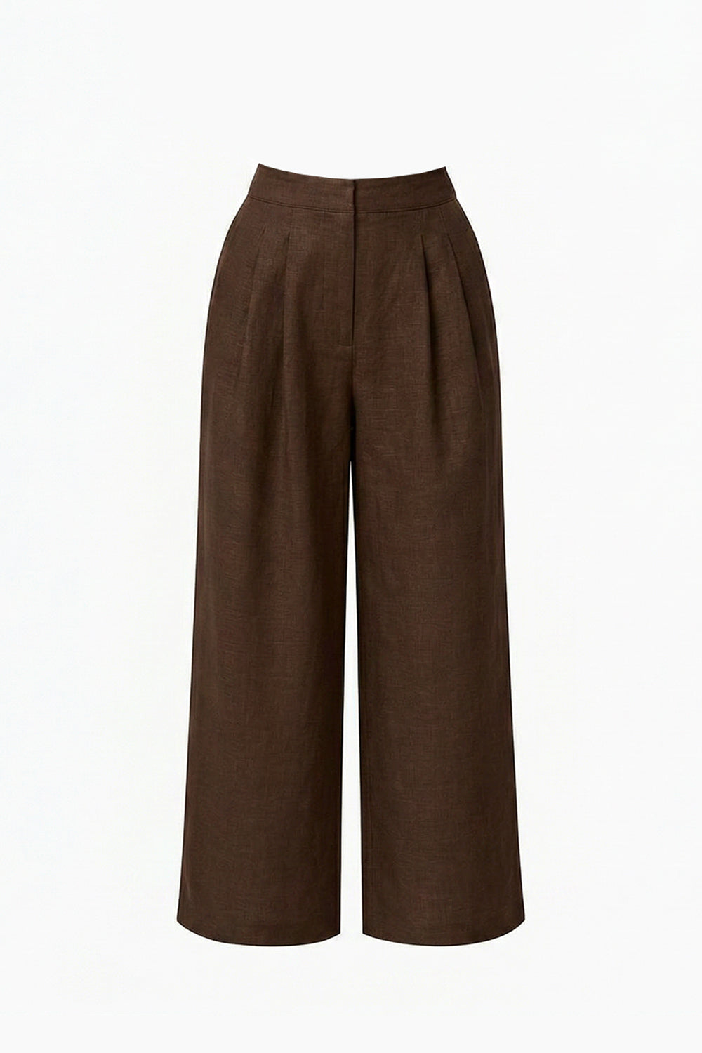 Cepli Fermuarlı Culotte Regular Keten Kahve Pantolon