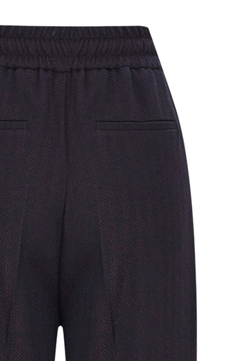 Beli Lastikli Rahat Kalıp Cep Detaylı Lacivert Kadın Pantolon