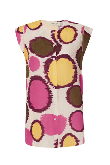 Renkli Yuvarlak Desenli Salaş Gömlek